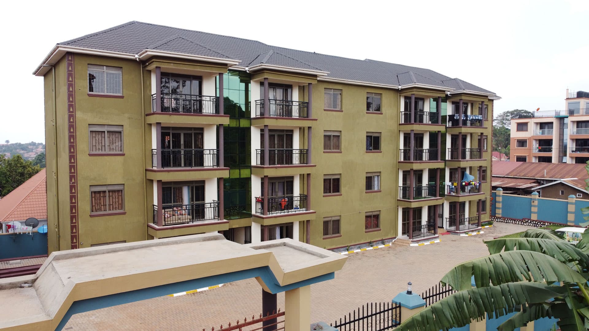 A residential apartment block with balconies managed on Landlod