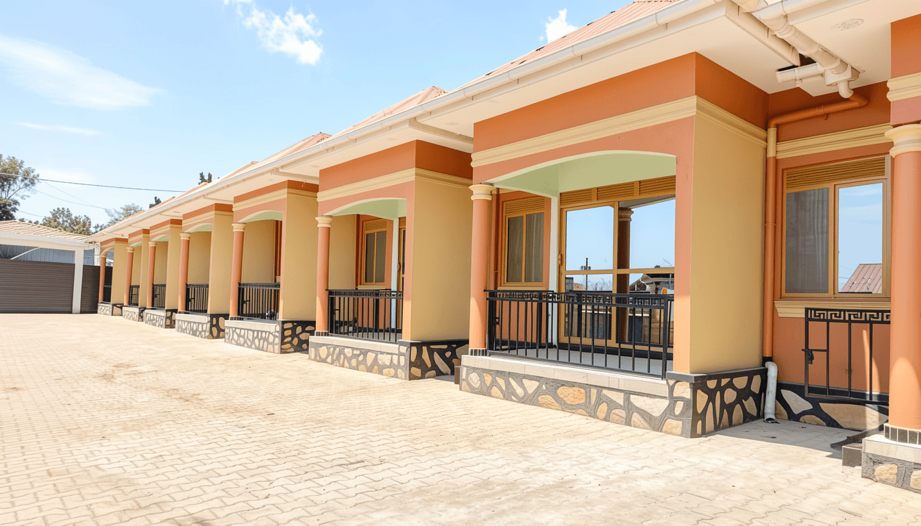 A row of rental bungalows managed on Landlod